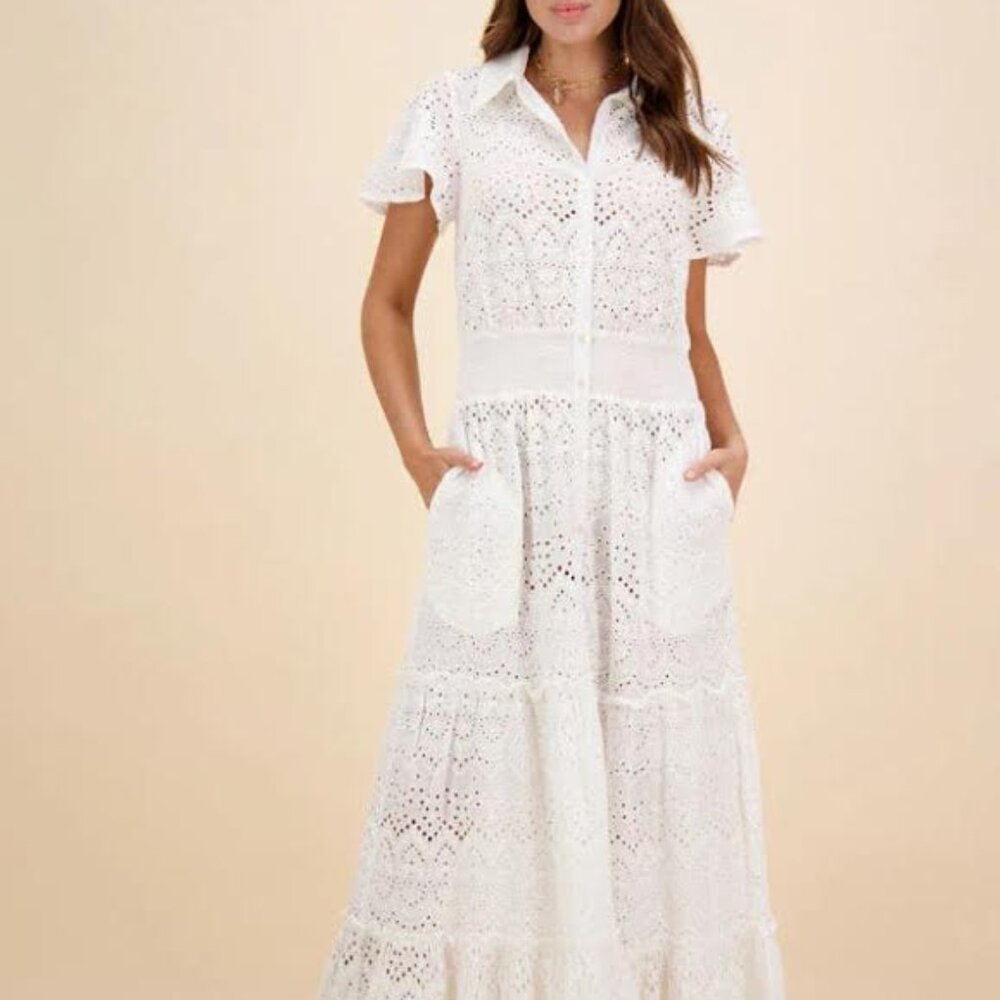 Rubyyaya Mallorca Maxi Dress-White